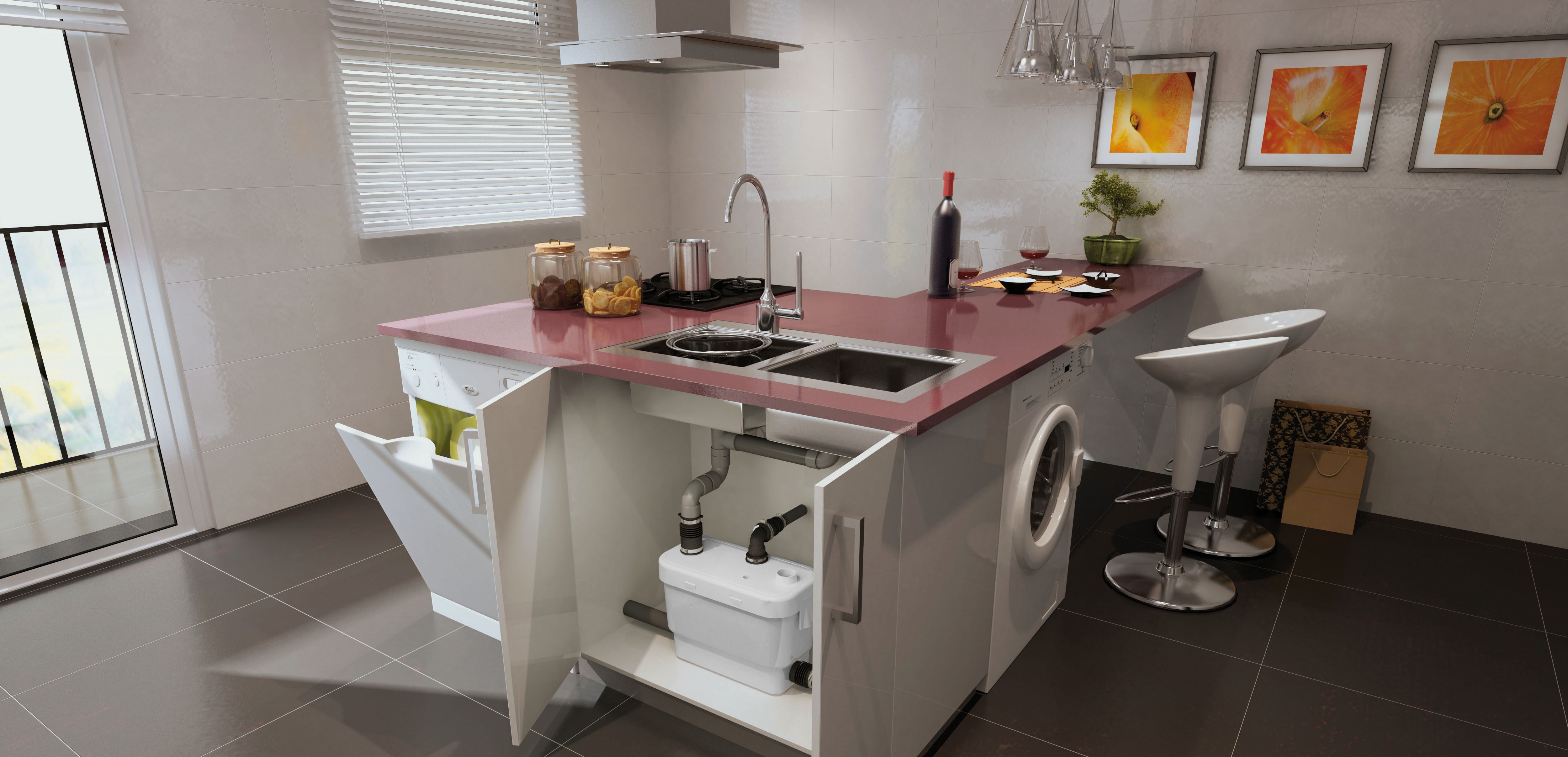 Sanibroyeur voor de (bij-)keuken of wasruimte