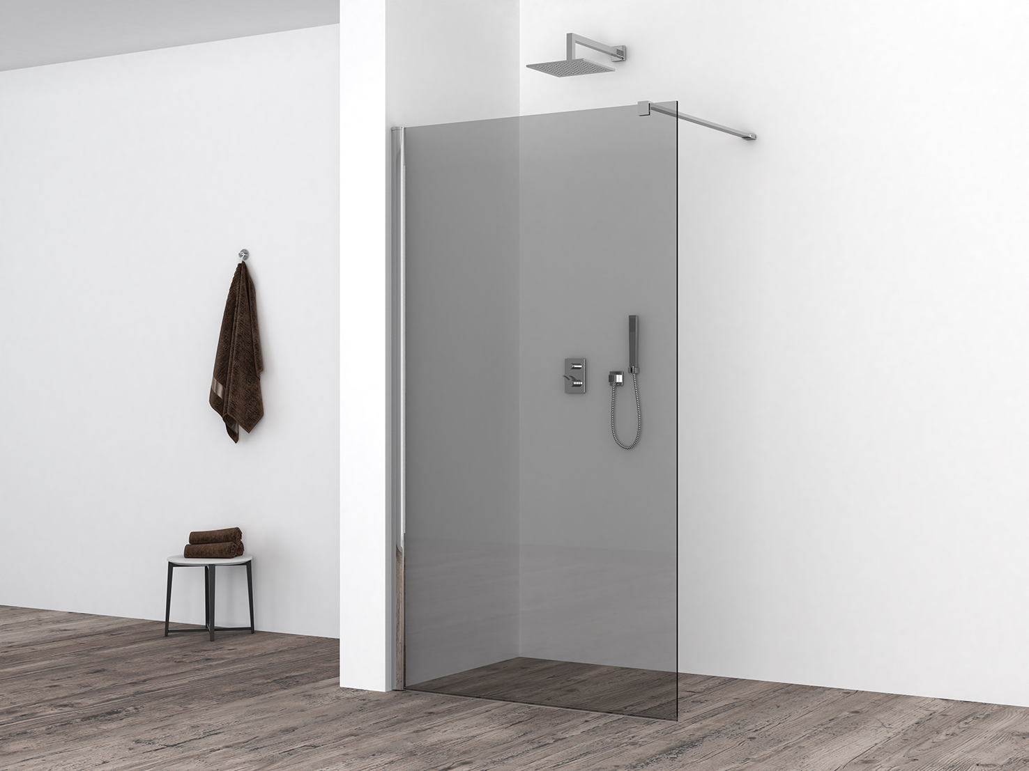 Italy Sanitair inloopdouche met muurprofiel 800x2000 10mm NANO rookglas