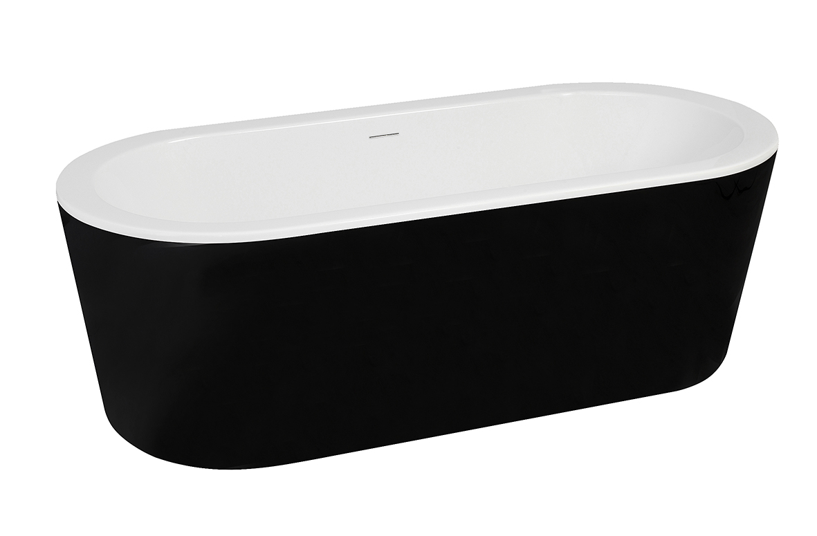 Italy Sanitair Nero vrijstaand acryl ligbad 178 x 80 zwartwit