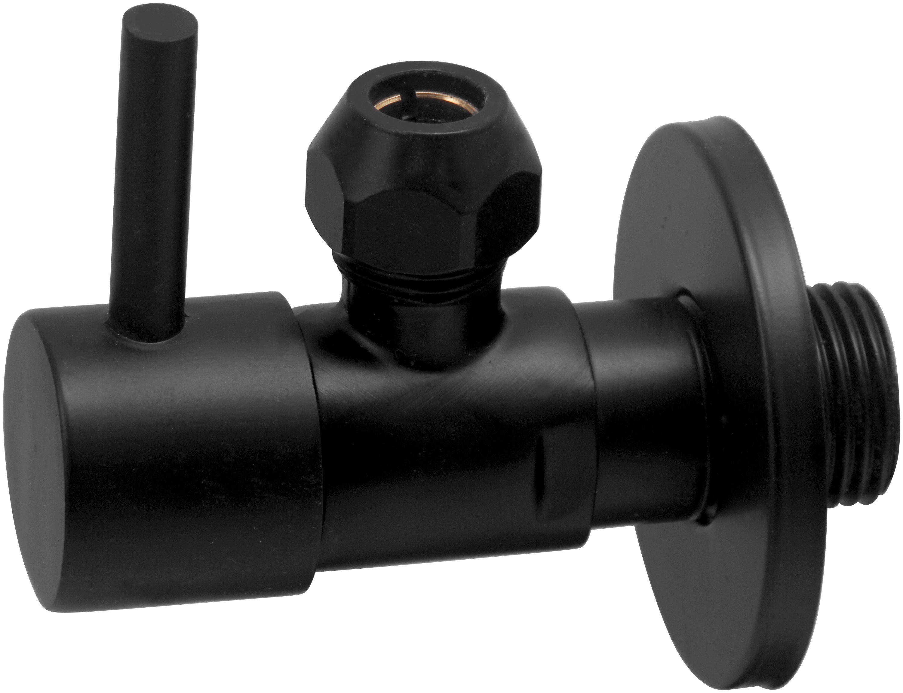 Italy Sanitair Minimal Hoekstopkraan+Rozet 38x10 matzwart