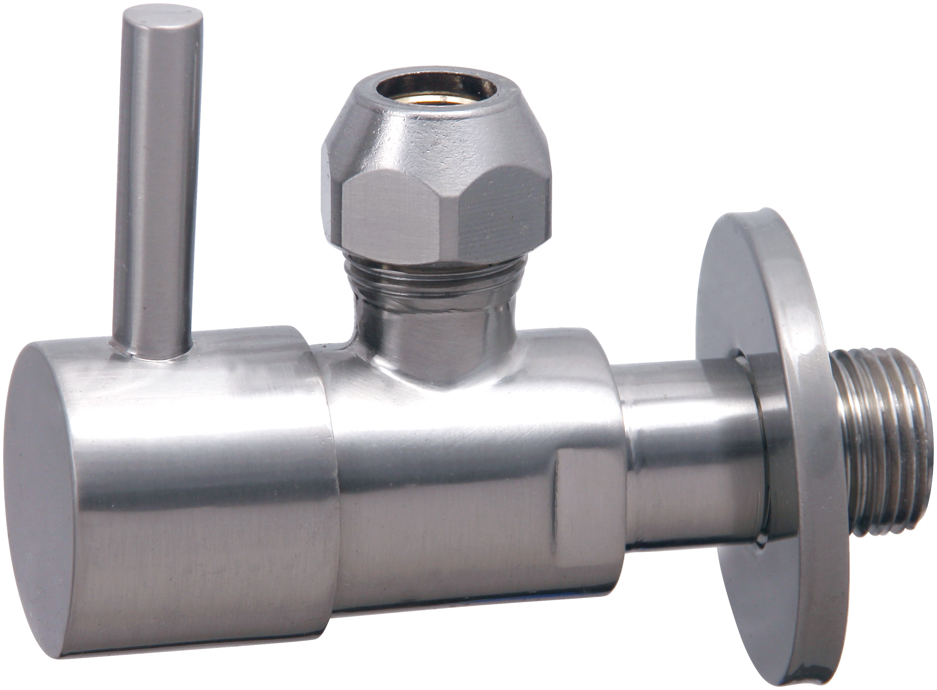 Italy Sanitair Minimal Hoekstopkraan+Rozet 38x10 geborsteld staal