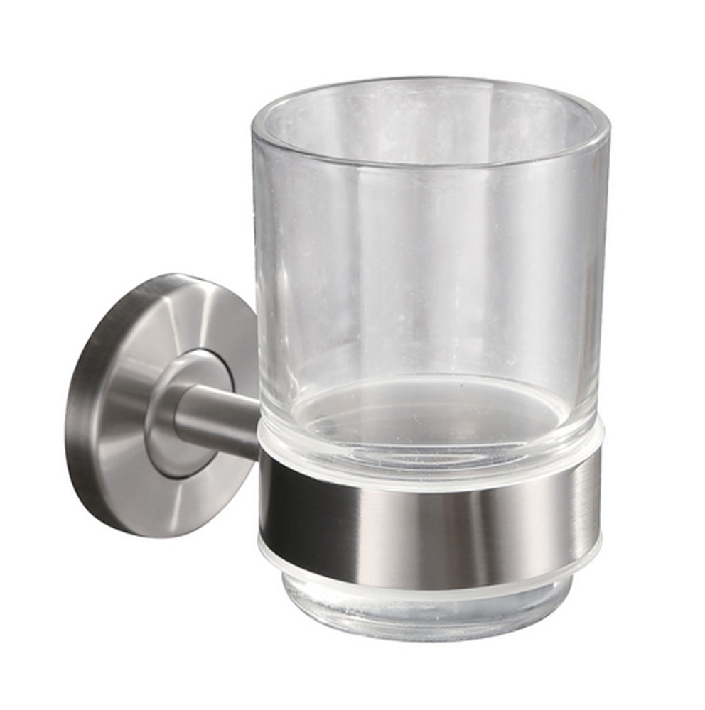 Italy Sanitair 304 glashouder met glas RVS