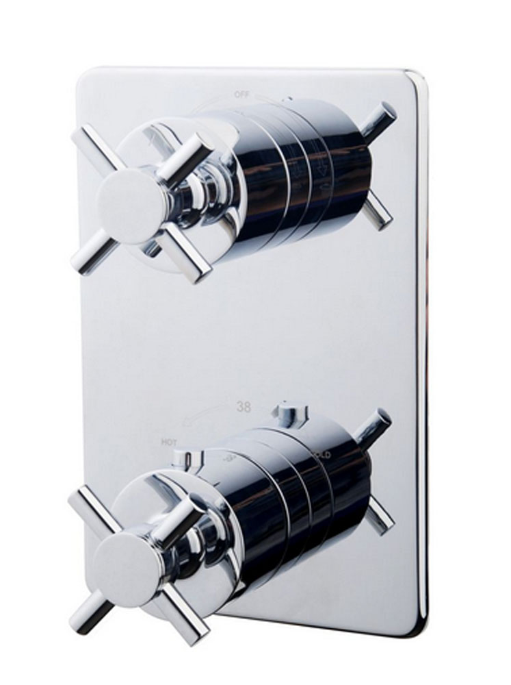 Italy Sanitair Cross afbouwdeel inbouwthermostaat 2 weg chroom