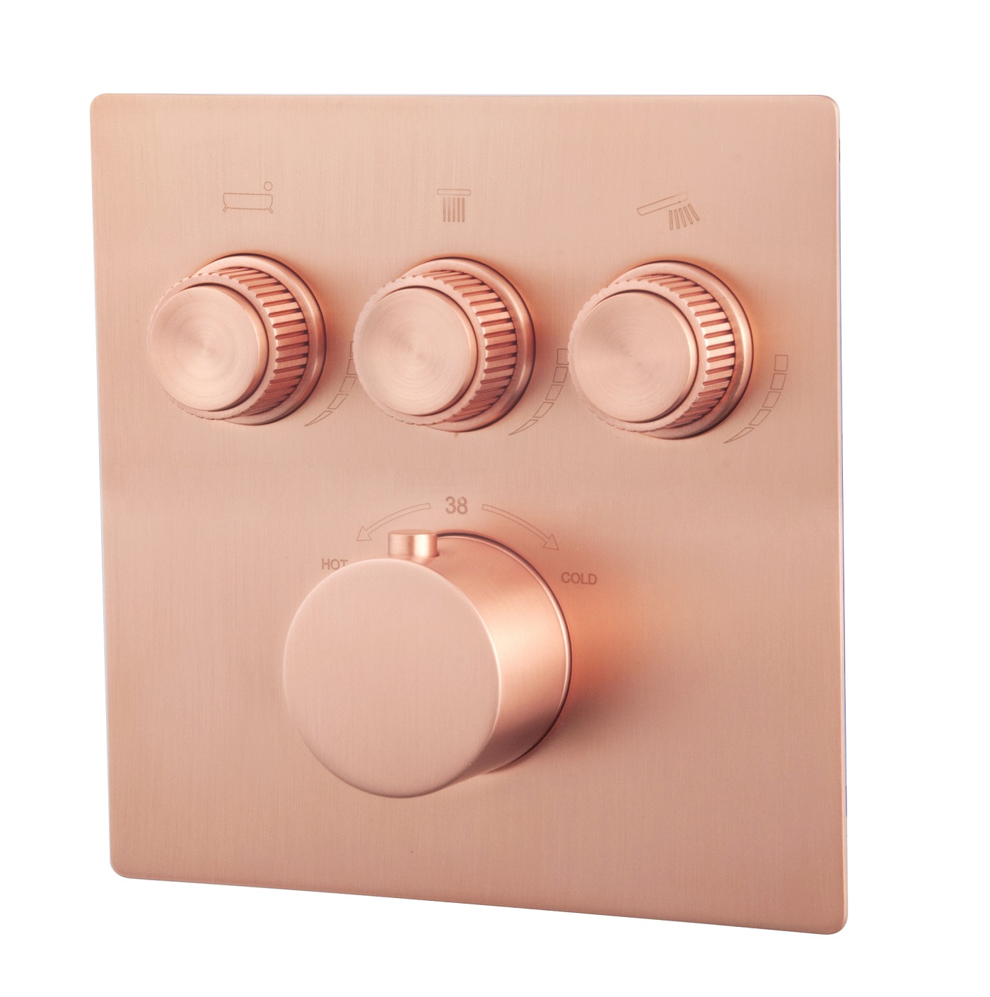 Italy Sanitair Caral Klik Pro afbouwdeel inbouwthermostaat 3 weg geborsteld koper