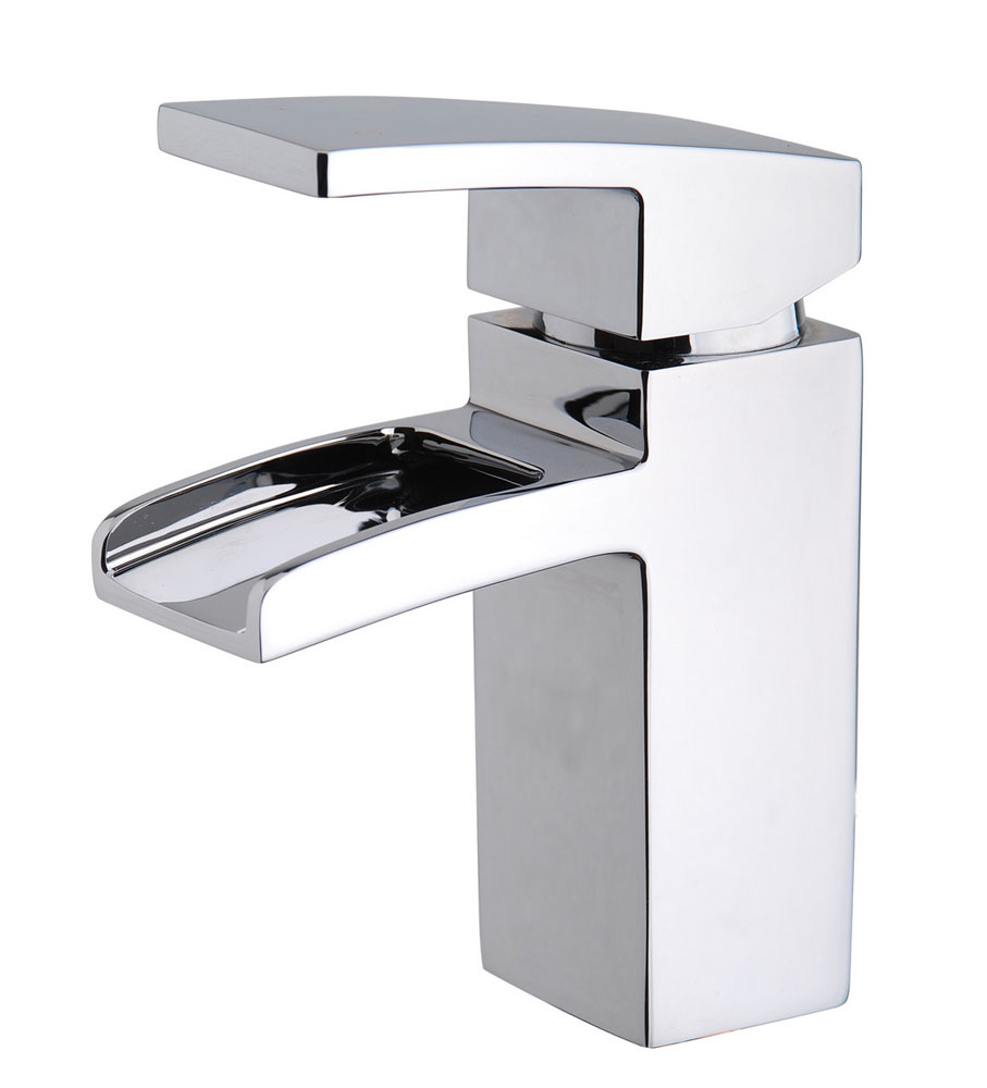 Italy Sanitair Rombo waterval wastafelkraan met clickwaste chroom