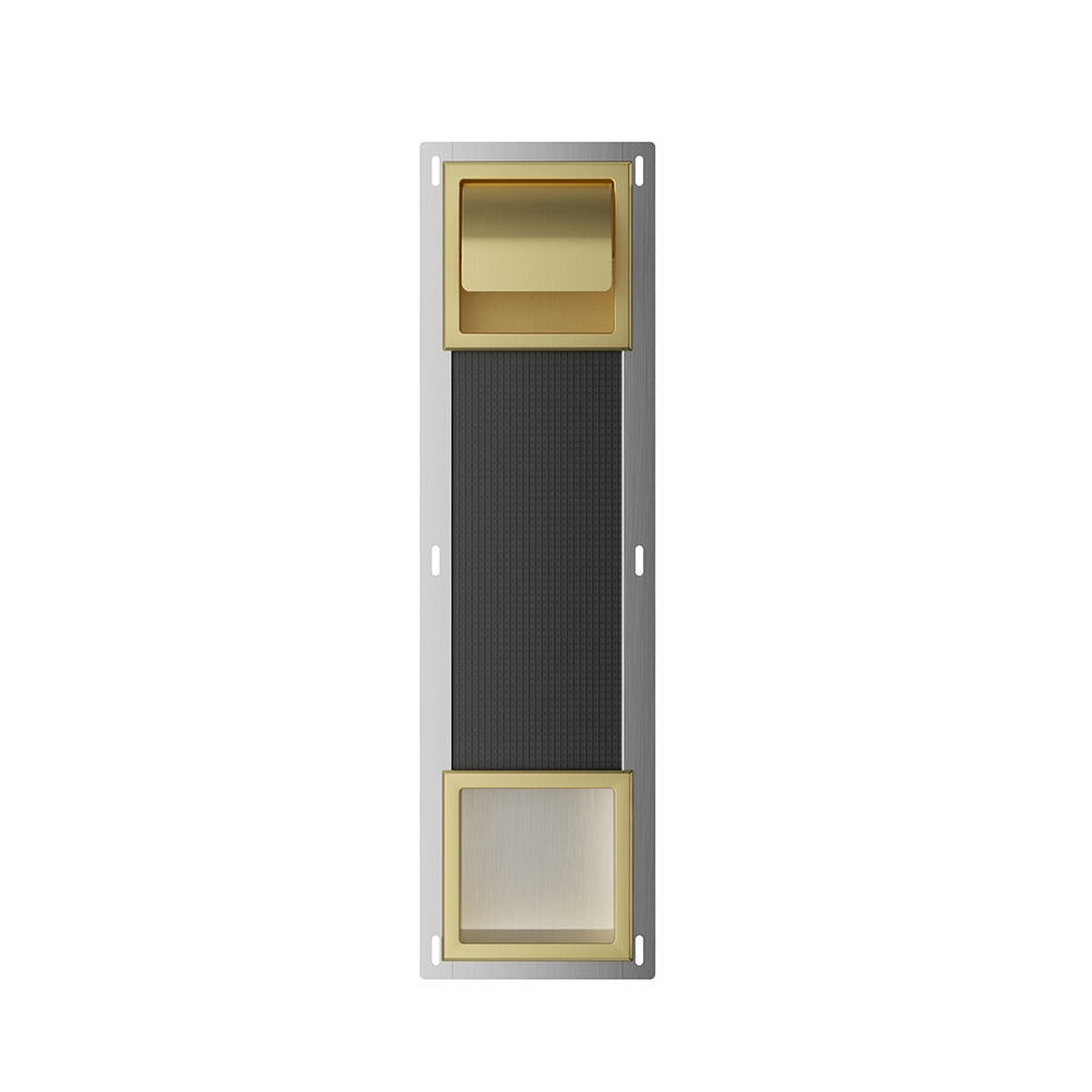 Italy Sanitair Rocko toiletrolhouder met klep en reserverolhouder inbouw geborsteld messing