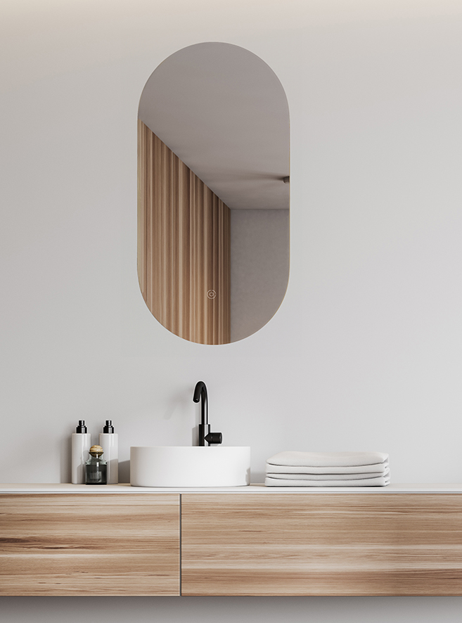 Italy Sanitair Lumia spiegel ovaal met LED, dimbaar en spiegelverwarming 50 x 100 cm