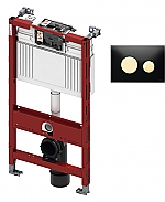 TECE inbouwreservoir 98cm front-/planchetbediening met TECEloop glas bedieningspaneel zwart/goud