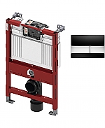 TECE inbouwreservoir 82cm front-/planchetbediening met TECEsquare glas bedieningspaneel zwart/chroom glans