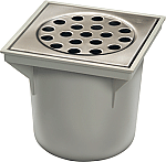 van den Berg ABS vloerput m. uitneembare emmer 20x20cm m. RVS rooster m. onderuitlaat ø75mm 5304  van den Berg ABS vloerput m. uitneembare emmer 20x20cm m. RVS rooster m. onderuitlaat ø75mm 5304