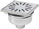 Aquaberg RVS vloerput m. onderuitl. Ø50mm 15x15cm PPC reukafsluiter reukslot 50mm 4515 Aquaberg RVS vloerput m. onderuitl. Ø50mm 15x15cm PPC reukafsluiter reukslot 50mm 4515