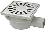Aquaberg ABS vloerput verstevigde rand RVS rooster zijuitl. Ø50mm niet verstelba 150x150mm PPC reukafsluiter reukslot 50mm 4216  Aquaberg ABS vloerput verstevigde rand RVS rooster zijuitl. Ø50mm niet verstelba 150x150mm PPC reukafsluiter reukslot 50mm 4216
