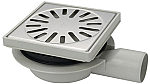 Aquaberg vloerput ABS opzetstuk RVS rooster zijuitlaat 15x15cm 4016 
