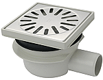 Aquaberg ABS vloerput opzetstuk RVS rooster zijuitl. Ø50mm verstelbaar 150x150mm PPC reukafsluiter reukslot 50mm 4616  Aquaberg ABS vloerput opzetstuk RVS rooster zijuitl. Ø50mm verstelbaar 150x150mm PPC reukafsluiter reukslot 50mm 4616