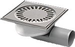 Aquaberg RVS vloerput ABS zij- en onderuitl. Ø50mm de bovenzijde is gepolijst 150x150mm vergrendelbaar waterslot 30mm 182151050  Aquaberg RVS vloerput ABS zij- en onderuitl. Ø50mm de bovenzijde is gepolijst 150x150mm vergrendelbaar waterslot 30mm 182151050