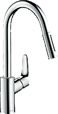 Hansgrohe Focus keukenkraan m. uittrekbare vuistdouche & normale/douchestraal RVS 31815800
