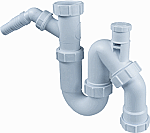 McAlpine kunststof universeel sifon m. beluchter 6/4"x40mm m. wasmachine-aansluiting wit 0053770 