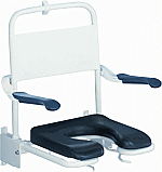 Linido douchezitting met rugleunning, opklapbare closetzitting en armleggers staal gecoat wit LI2223021102