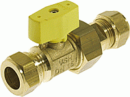 VSH gaskogelkraan messing recht knel x knel 15x15mm knelxkoppeling knel 0604736 