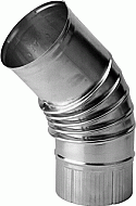 Burgerhout alu enkelwandig rookgas geplooide bocht 45gr L= 75-125mm bocht 130x130mm 400450132