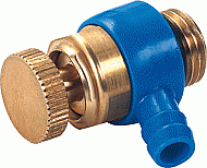 Raminex aftapper 1/4 inch bui.dr./360 graden draaibare uitloop/met afdichtingsring/blauw EV14360010 Raminex aftapper 1/4 inch bui.dr./360 graden draaibare uitloop/met afdichtingsring/blauw EV14360010