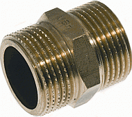 VSH borstnippel 1" x 1" messing (buitendraad x buitendraad) 0411246
