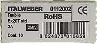 Remeha Avanta glaszekering 2A 10 stuks S43561 