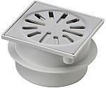 Aquaberg ABS vloerput RVS rooster onderuitl. Ø50mm niet verstelbaar 100x100mm PPC reukafsluiter, reukslot 37mm 4210  Aquaberg ABS vloerput RVS rooster onderuitl. Ø50mm niet verstelbaar 100x100mm PPC reukafsluiter, reukslot 37mm 4210