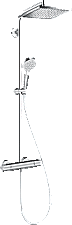 Hansgrohe Crometta E 240 1jet showerpipe EcoSmart: m. Ecostat 1001 CL douchethermostaat HOH=15cm m. E 240 1jet hoofdd. en Vario handdouche chroom 27281000