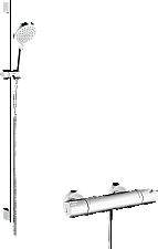 Hansgrohe Crometta douchecombinatie: m. Ecostat 1001 CL douchethermostaat HOH 15cm m. glijstangset 90cm m. Crometta Vario handdouche chroom/wit 27813400