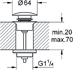 Grohe Afvoerplug (overloop combinatie) 65807DC0